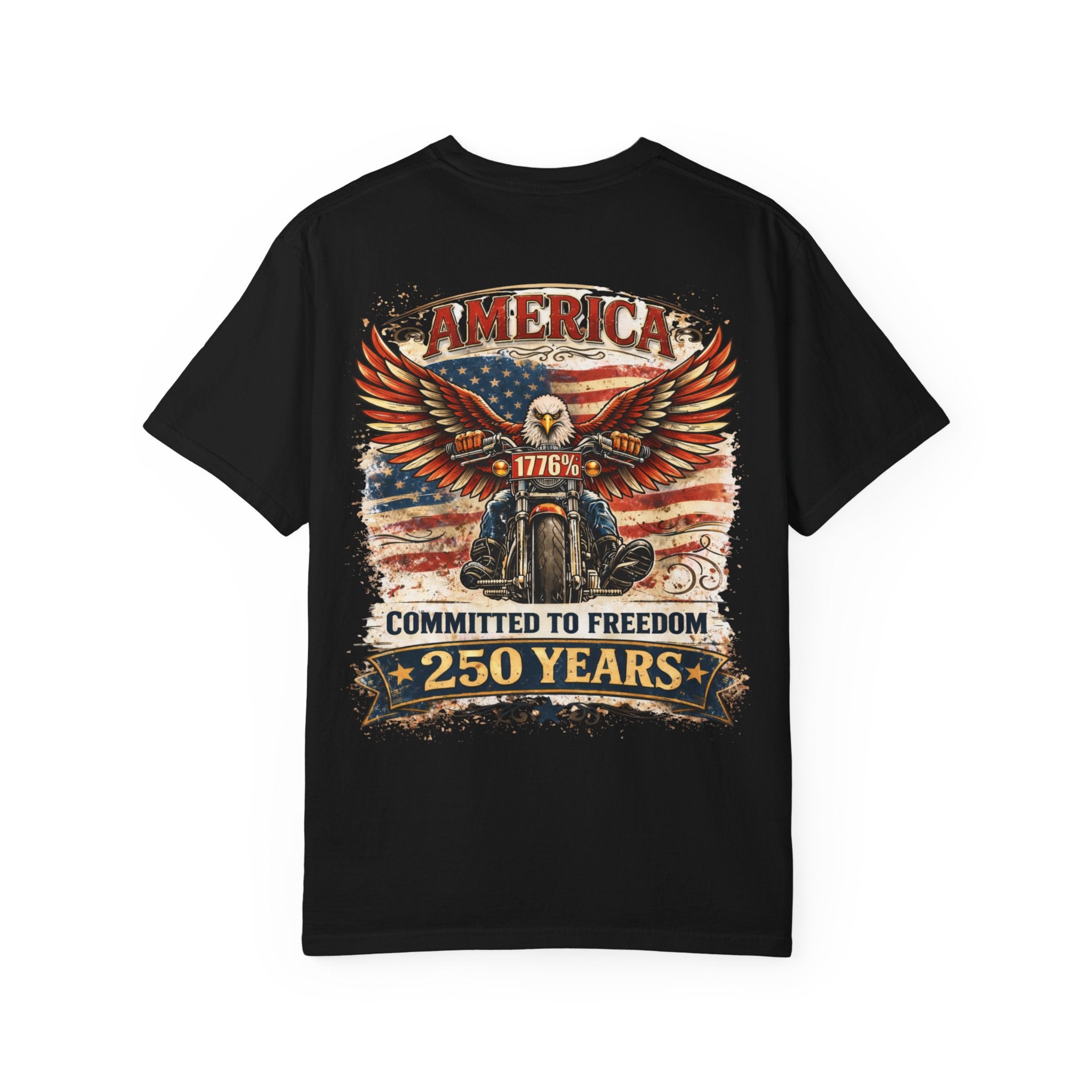 America Motorcycle Unisex Tee Front and Back Design