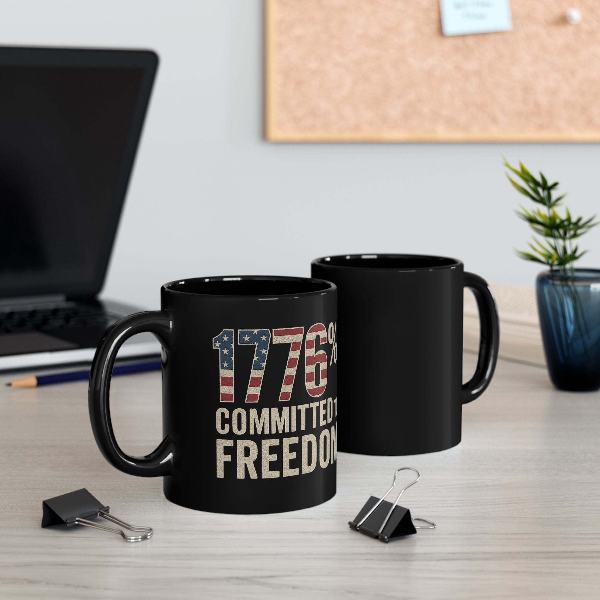 1776% Committed to Freedom Mug — Patriotic American Flag Coffee Cup (11oz/15oz)
