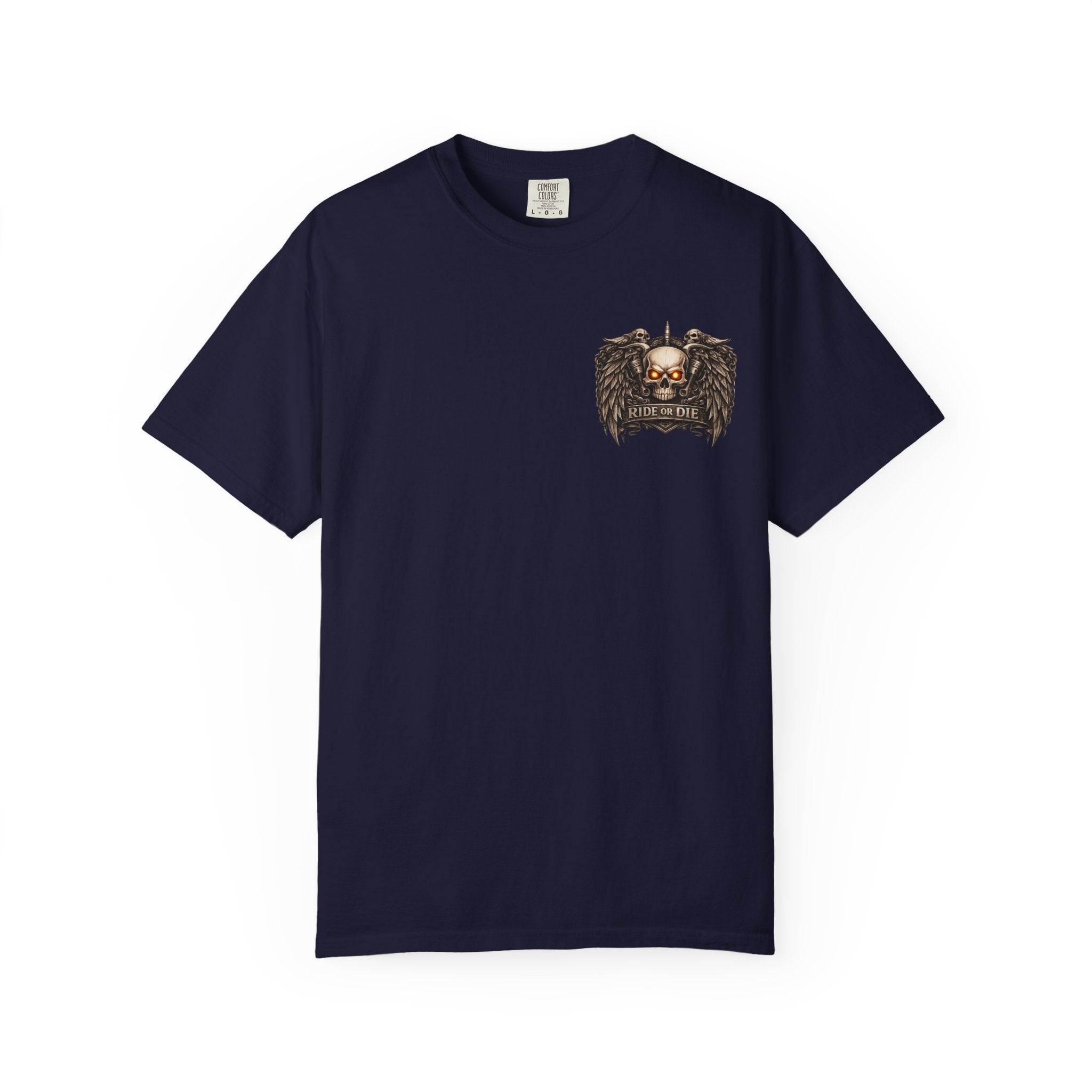 Ride or Die Skull T-Shirt — 250 Years of Freedom Front & Back Design