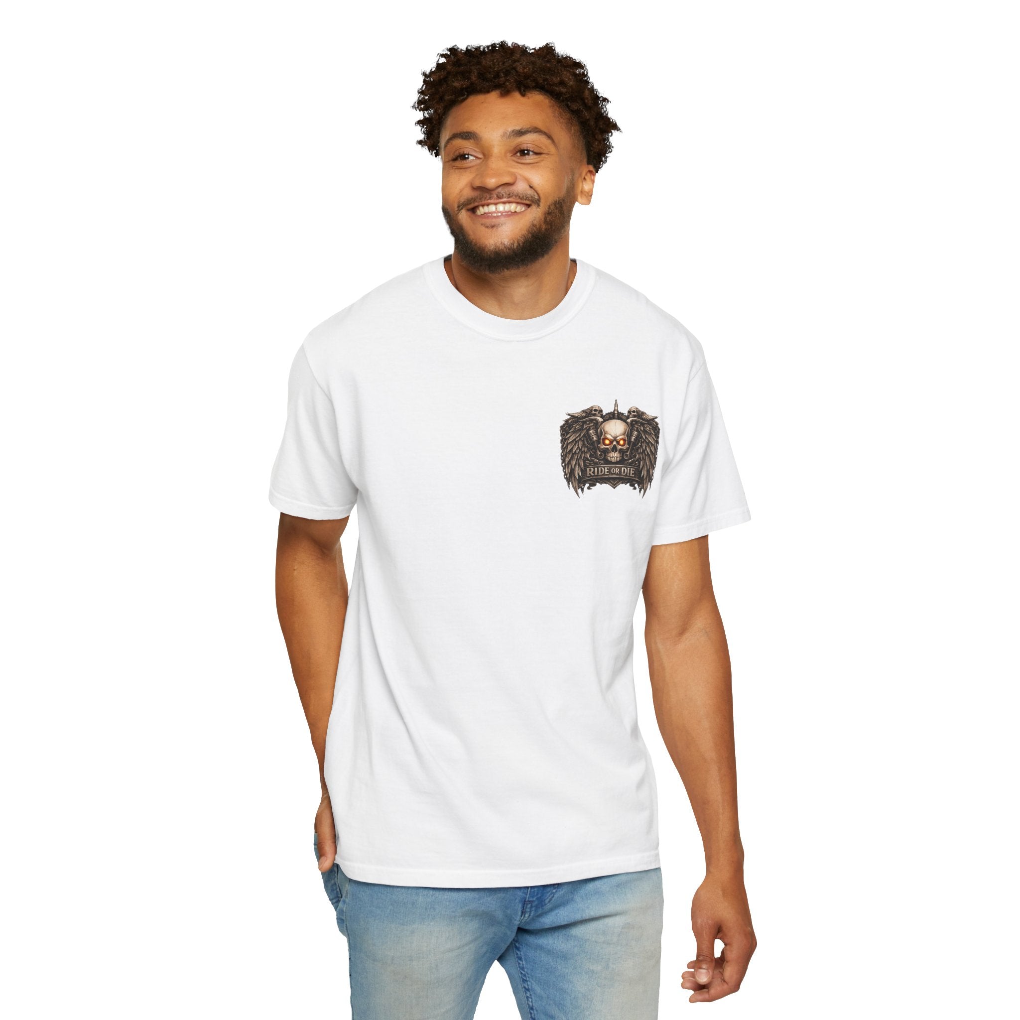 Ride or Die Skull T-Shirt — 250 Years of Freedom Front & Back Design
