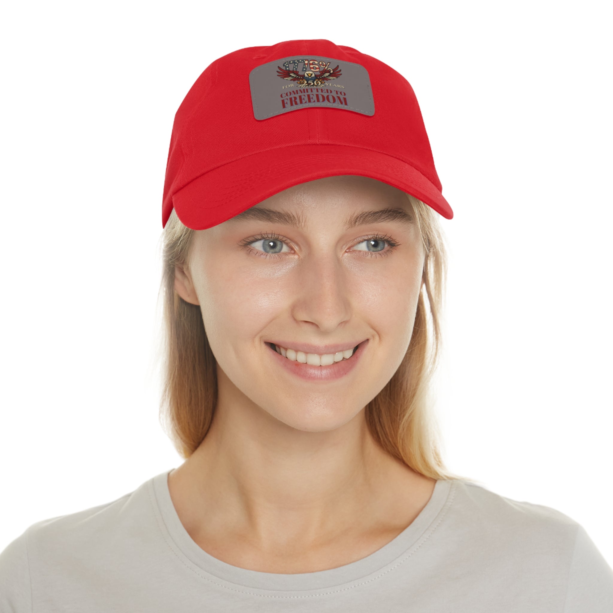 1776% Committed to Freedom Dad Hat with Leather Patch (Rectangle)