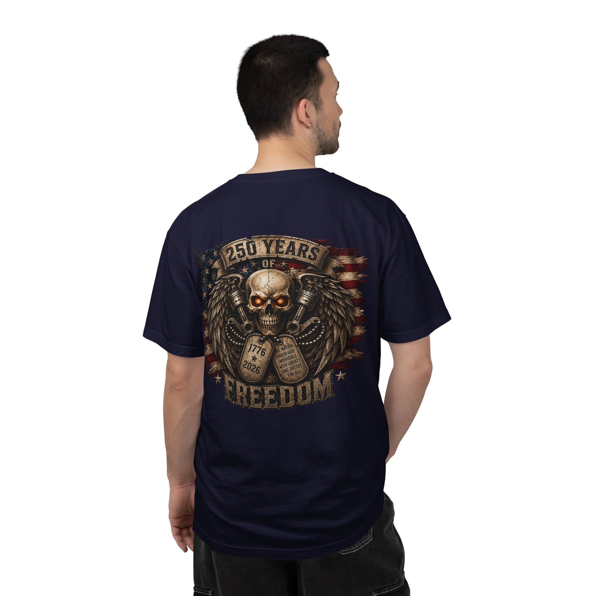 Ride or Die Skull T-Shirt — 250 Years of Freedom Front & Back Design