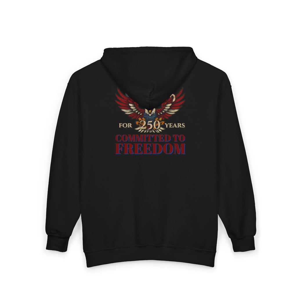 1776% Committed to Freedom - 250 Years Zip Hoodie (Front & Back Print)