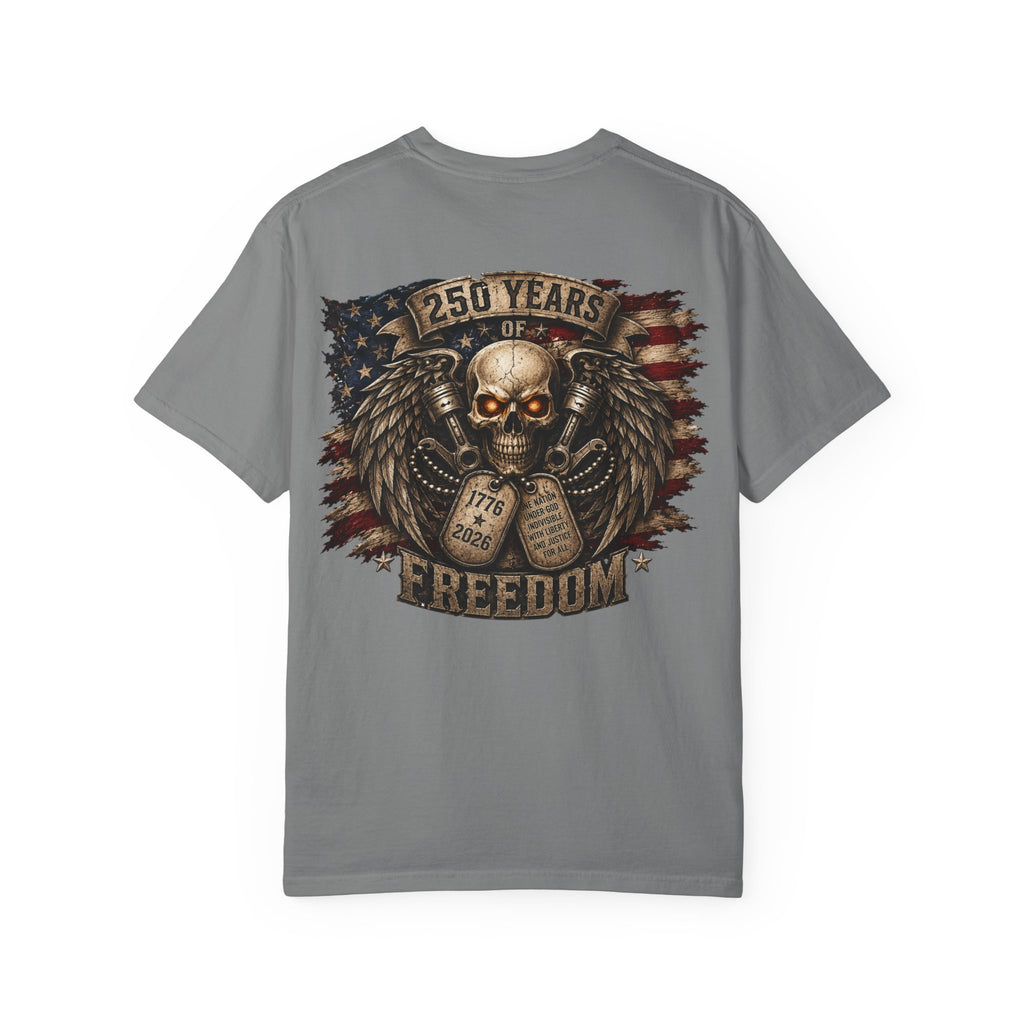 Dog Tags and Skull - 250 Years of Freedom Graphic Tee