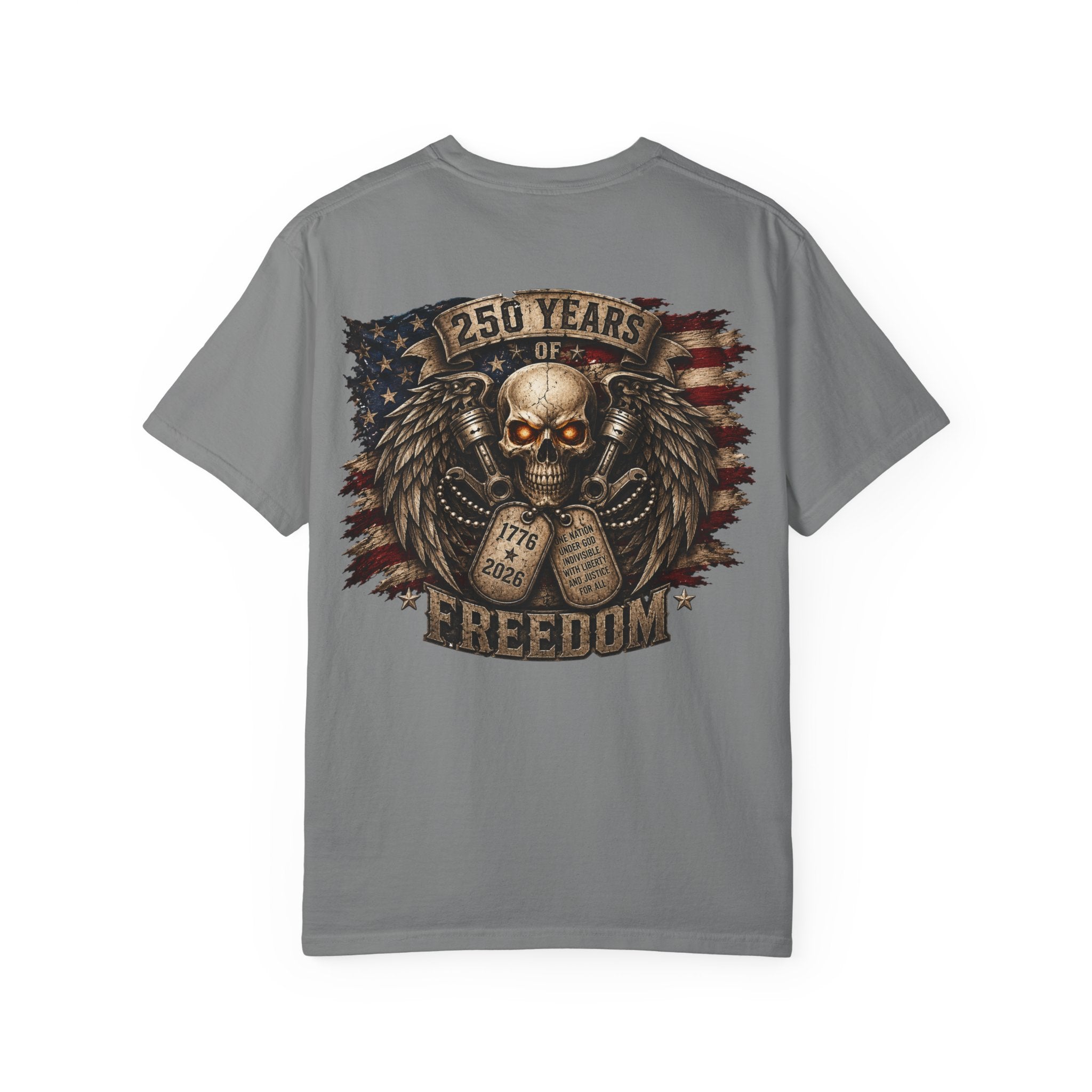 Dog Tags and Skull - 250 Years of Freedom Graphic Tee