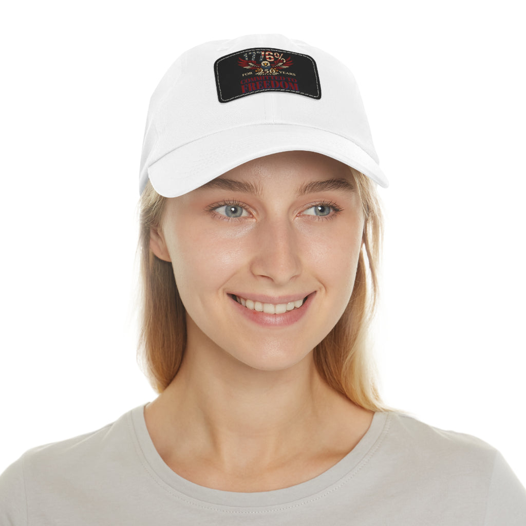 1776% Committed to Freedom Dad Hat with Leather Patch (Rectangle)