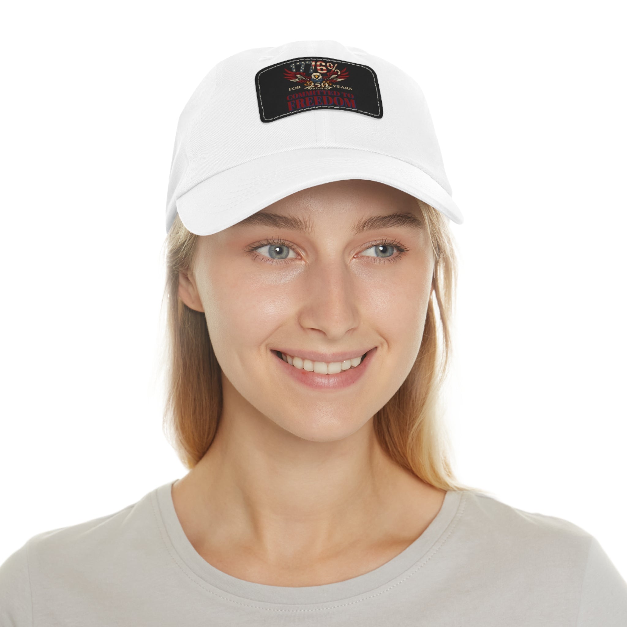 1776% Committed to Freedom Dad Hat with Leather Patch (Rectangle)