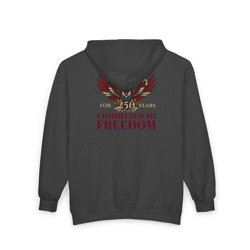 1776% Committed to Freedom - 250 Years Zip Hoodie (Front & Back Print)