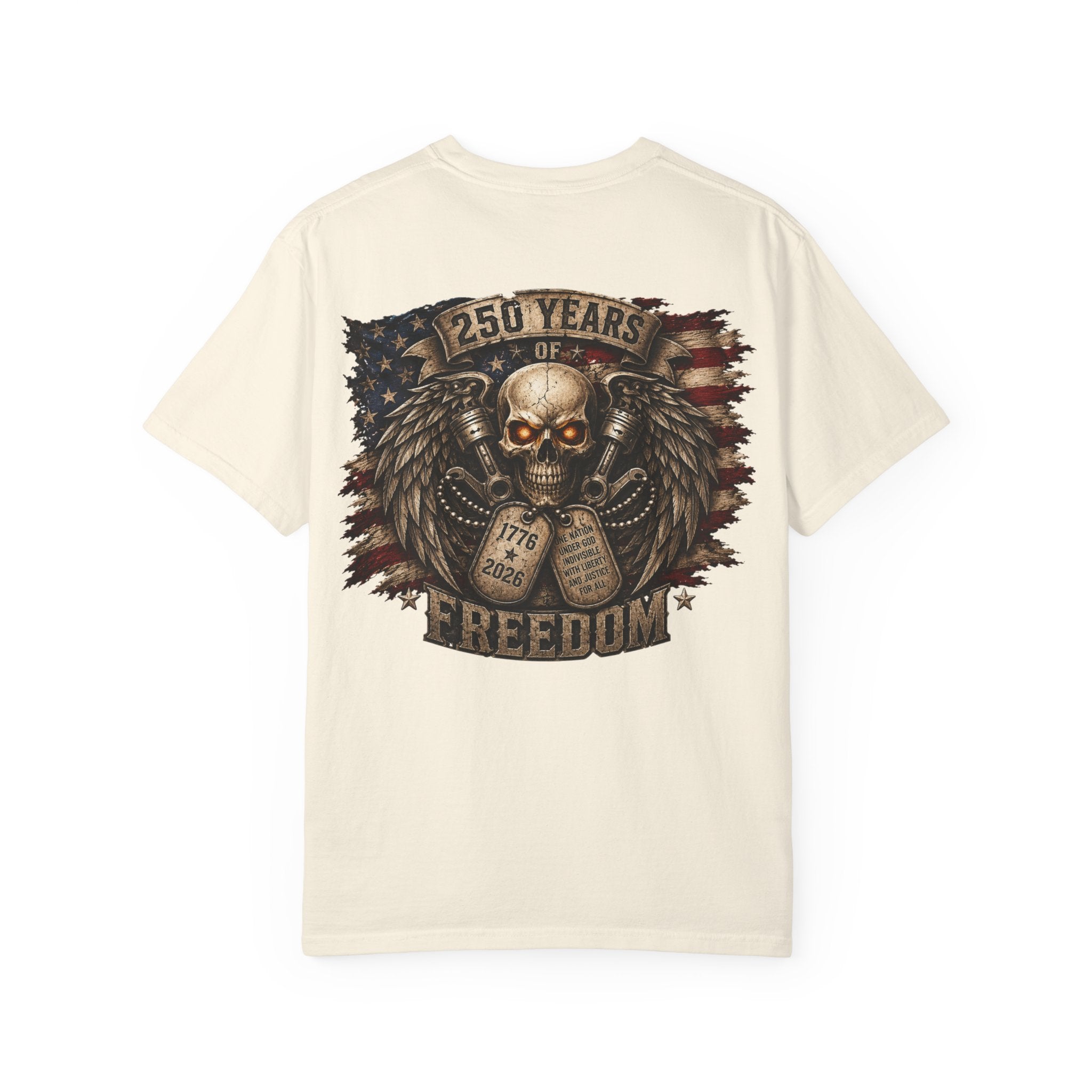 Dog Tags and Skull - 250 Years of Freedom Graphic Tee