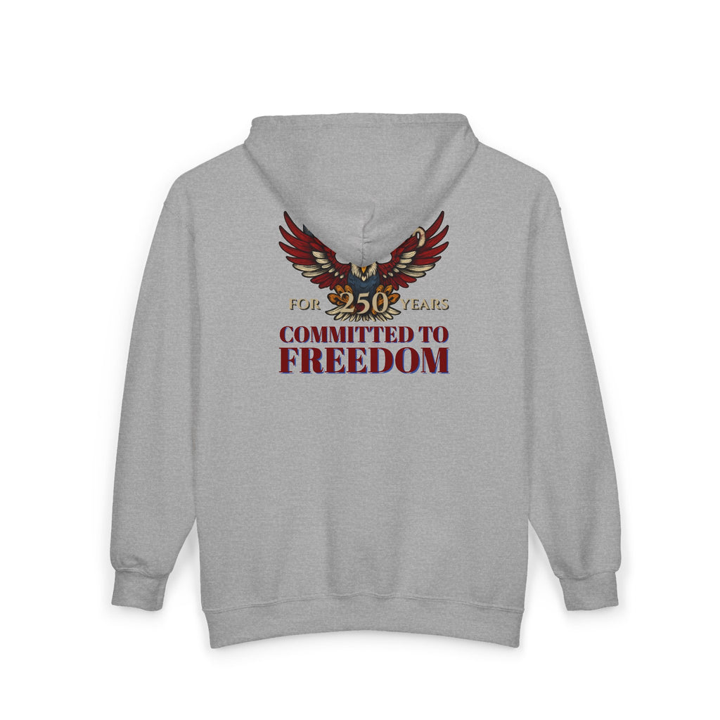 1776% Committed to Freedom - 250 Years Zip Hoodie (Front & Back Print)
