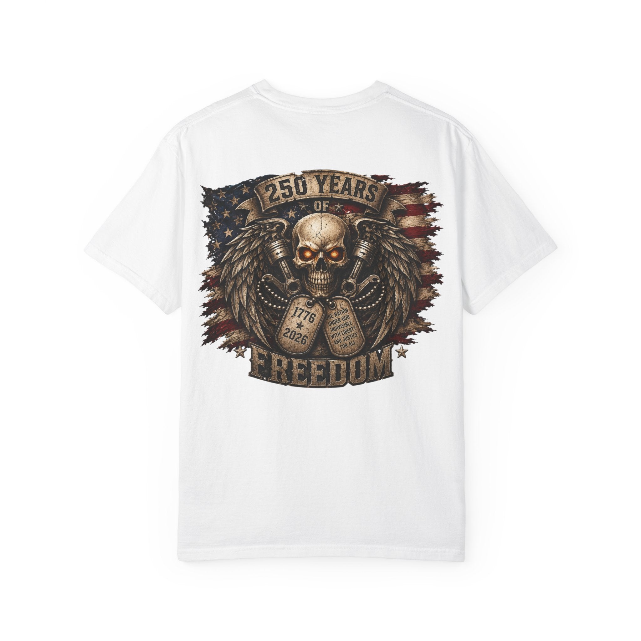 Dog Tags and Skull - 250 Years of Freedom Graphic Tee