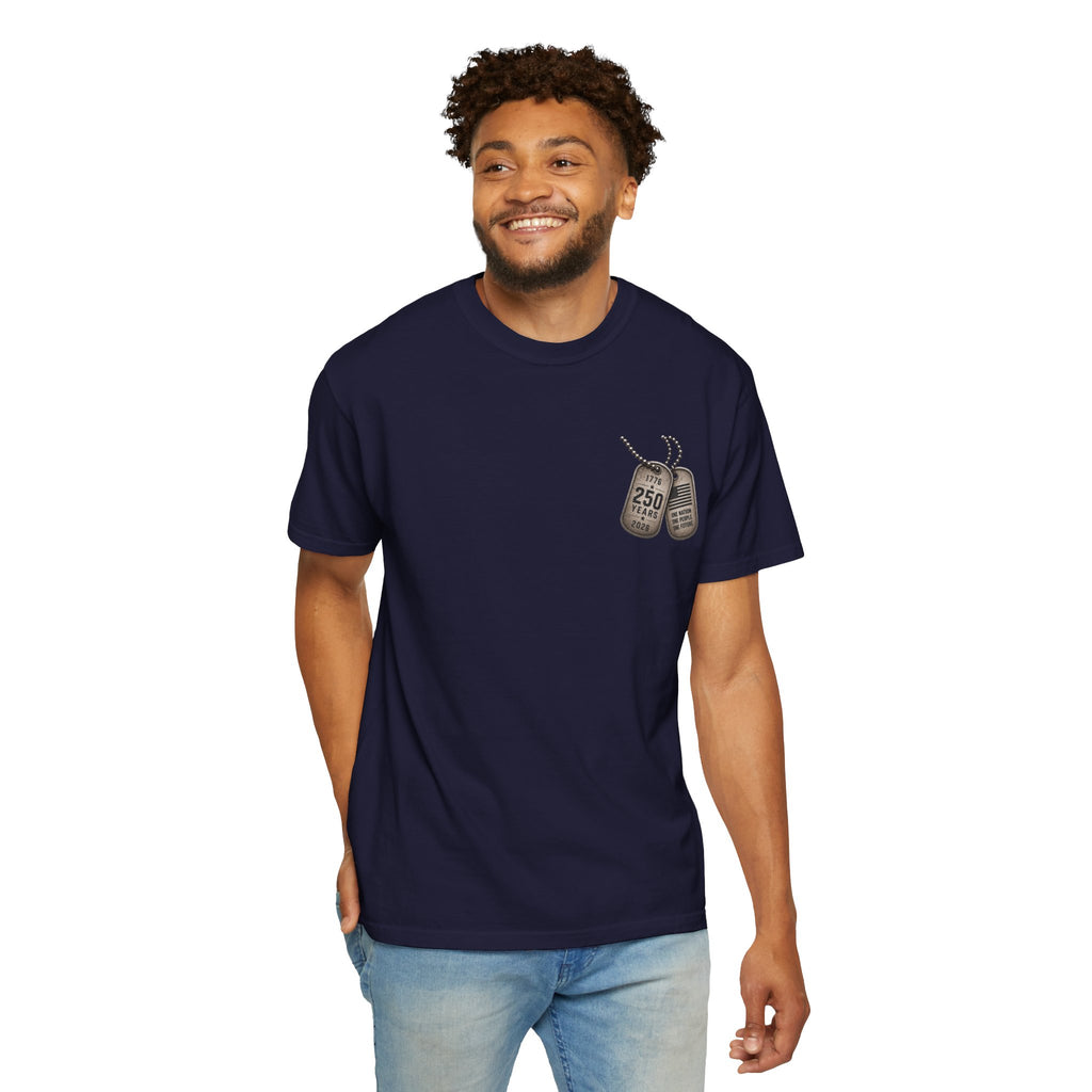 Dog Tags and Skull - 250 Years of Freedom Graphic Tee