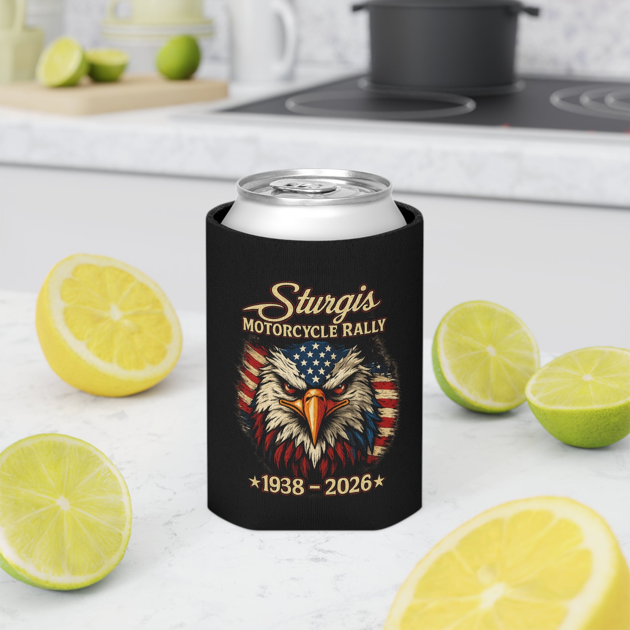 Can Cooler — Sturgis Motorcycle Rally Eagle Flag Design