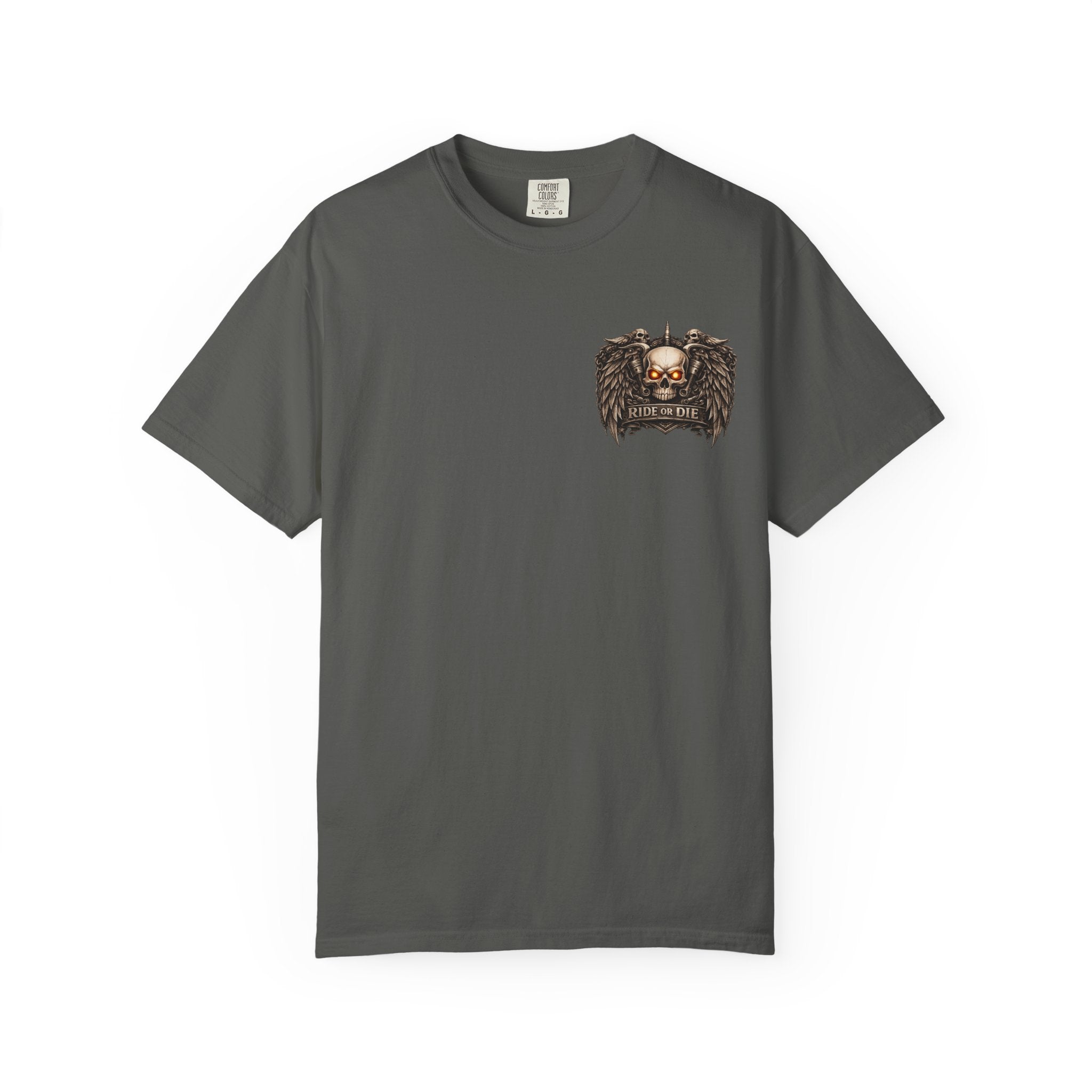Ride or Die Skull T-Shirt — 250 Years of Freedom Front & Back Design