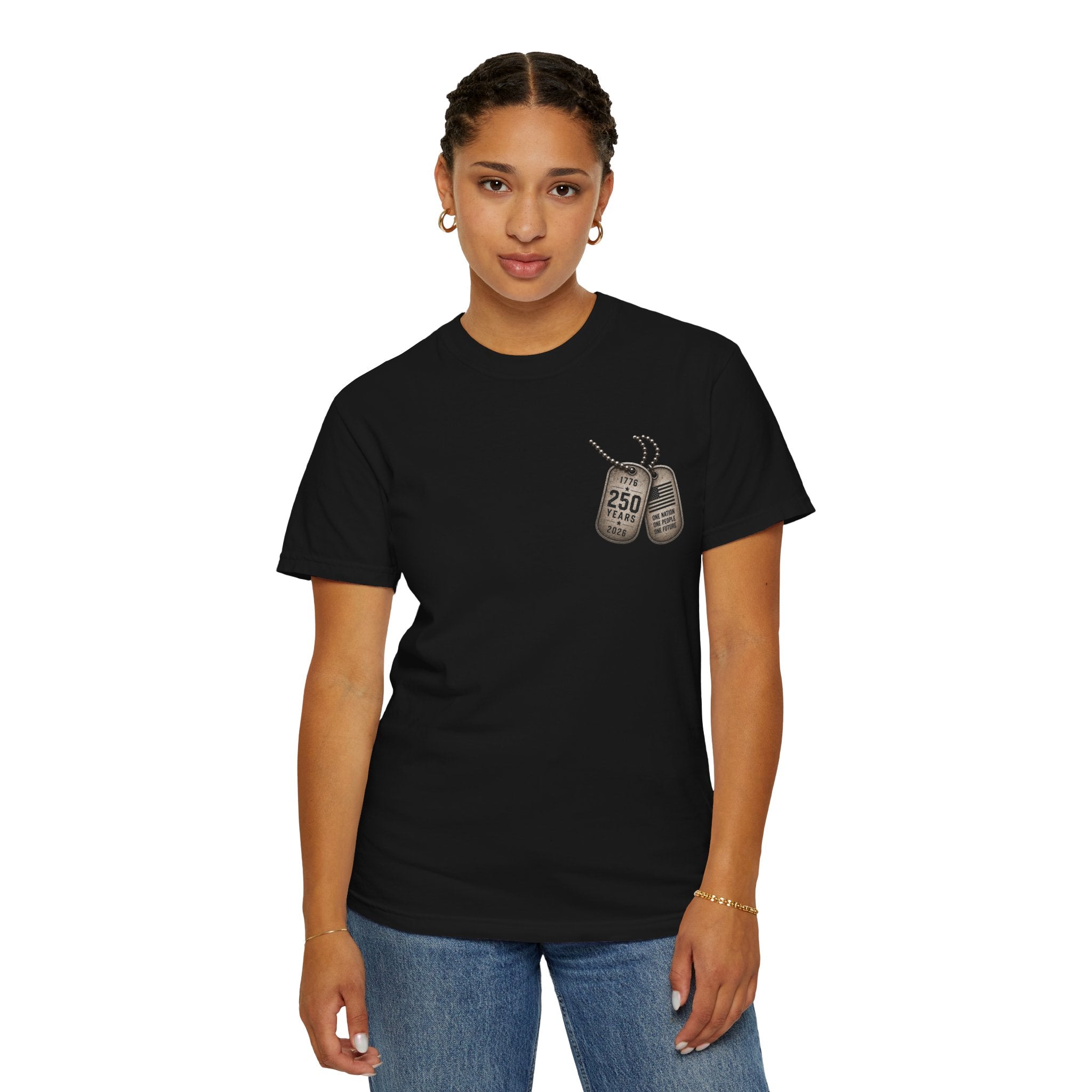 Dog Tags and Skull - 250 Years of Freedom Graphic Tee