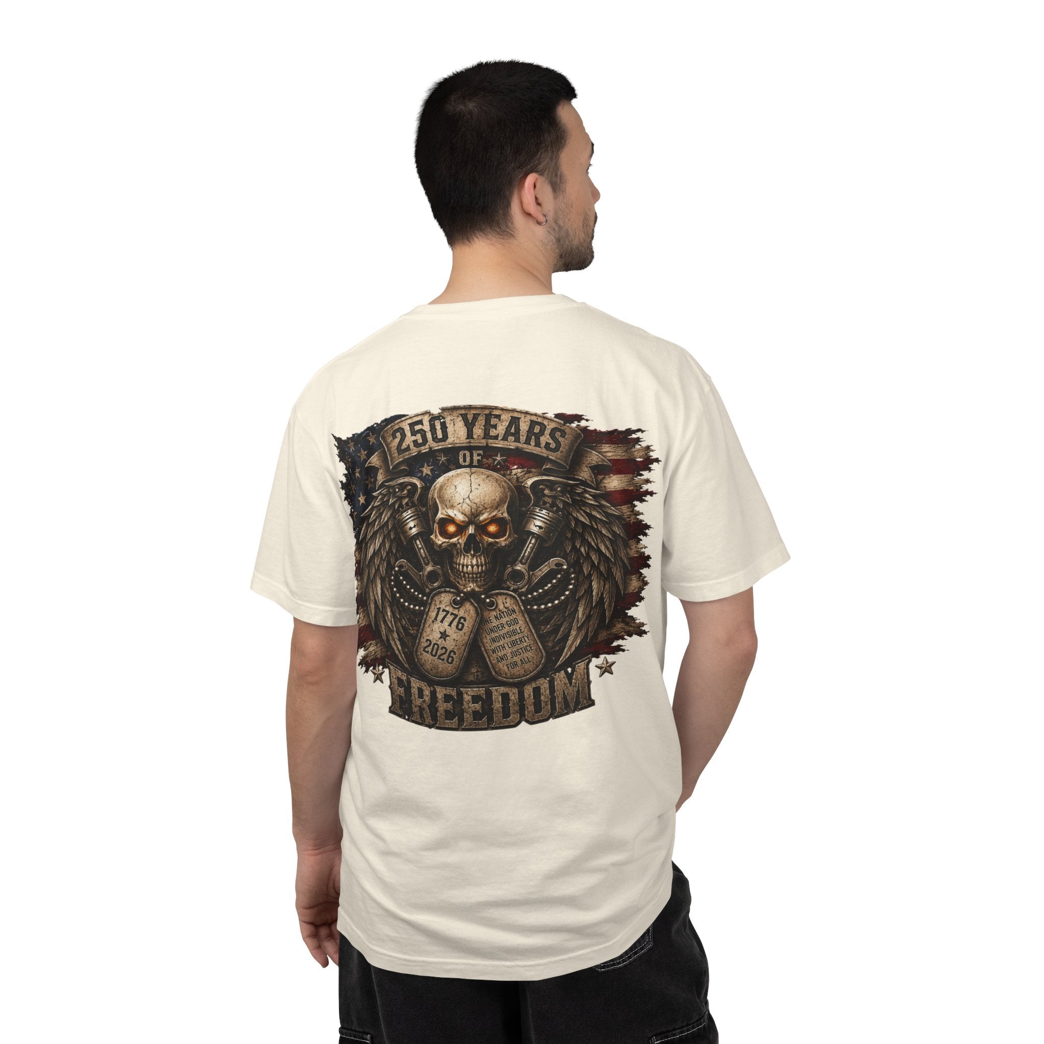 Dog Tags and Skull - 250 Years of Freedom Graphic Tee