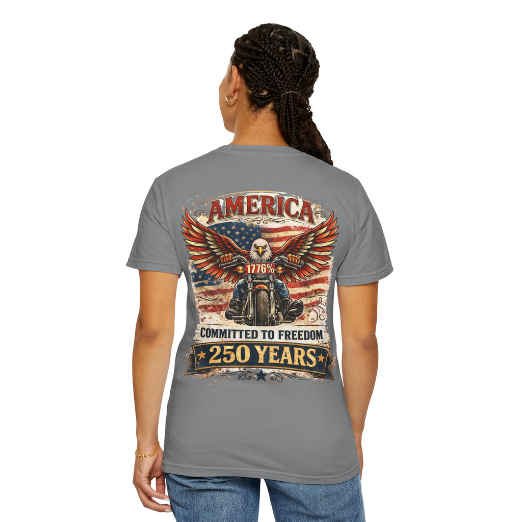 America Motorcycle Unisex Tee Front and Back Design