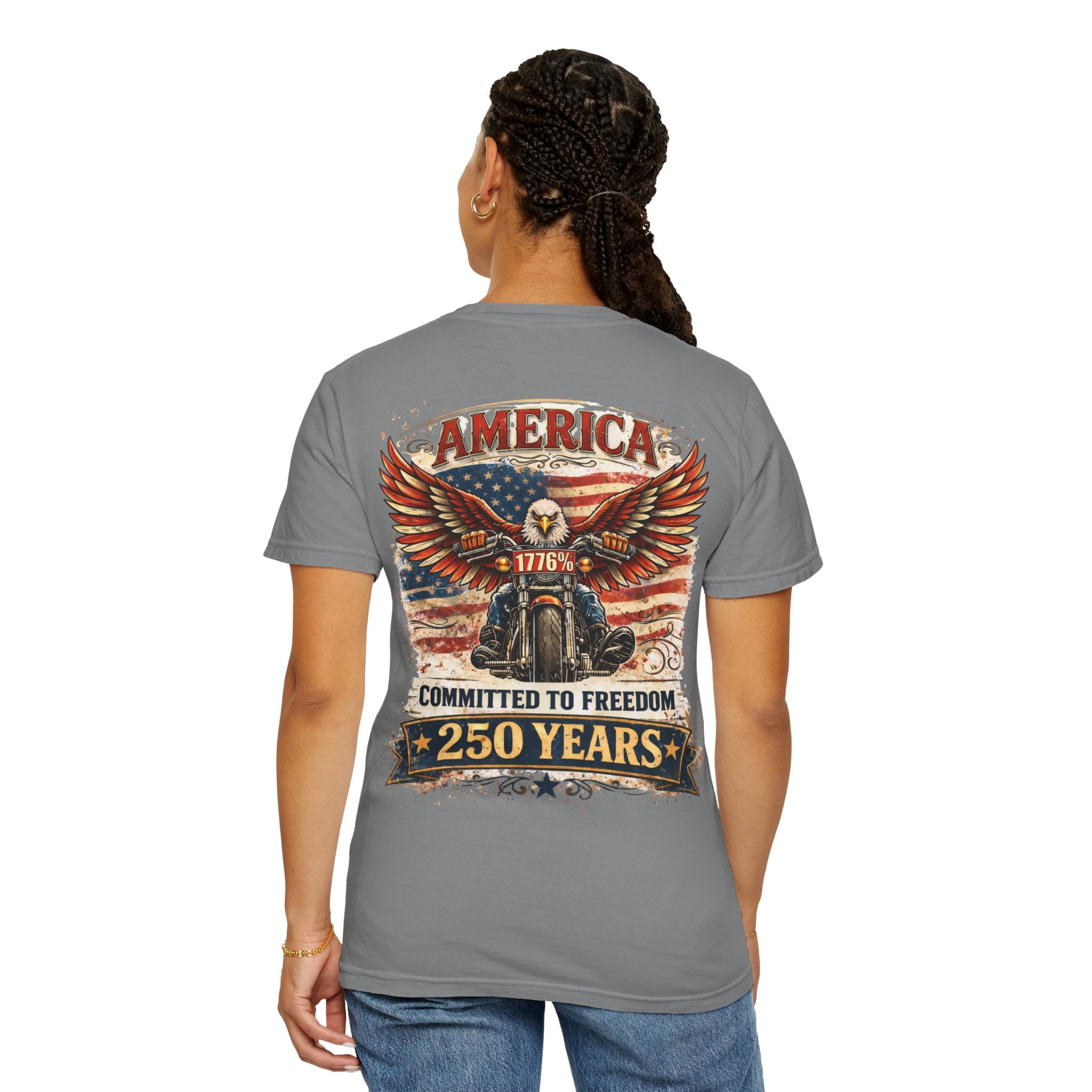 America Motorcycle Unisex Tee Front and Back Design