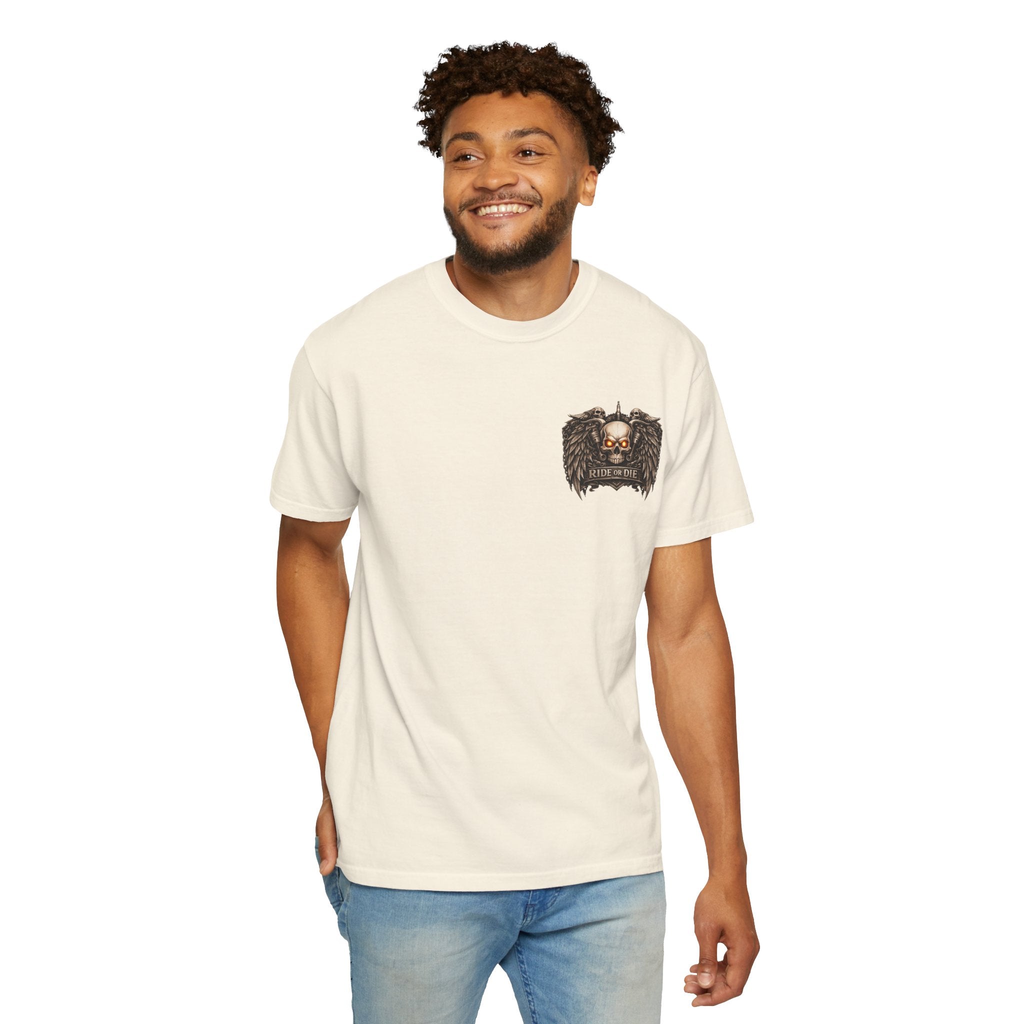 Ride or Die Skull T-Shirt — 250 Years of Freedom Front & Back Design