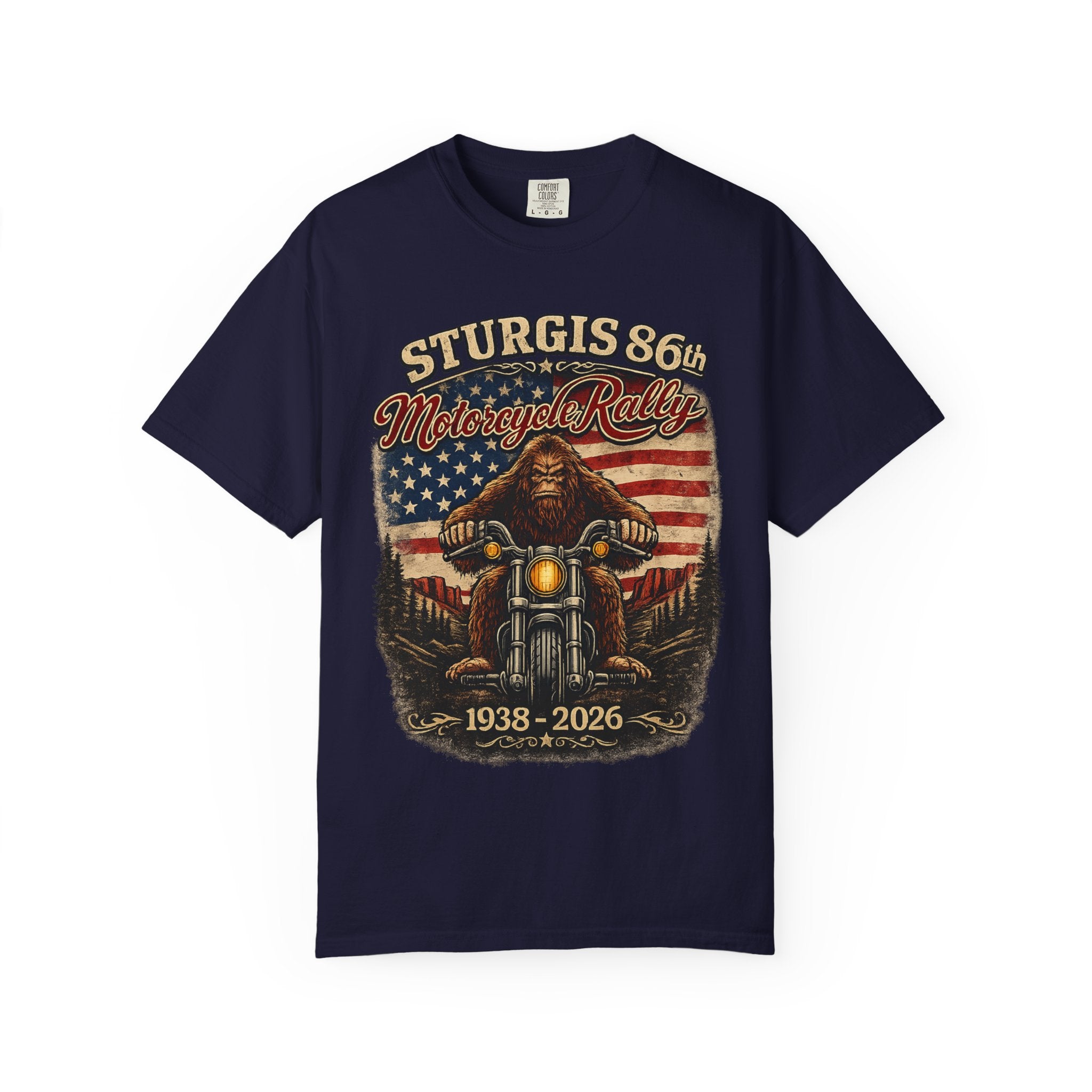 Sturgis 86th Motorcycle Rally T-Shirt — 1938-2026 American Flag Biker Tee