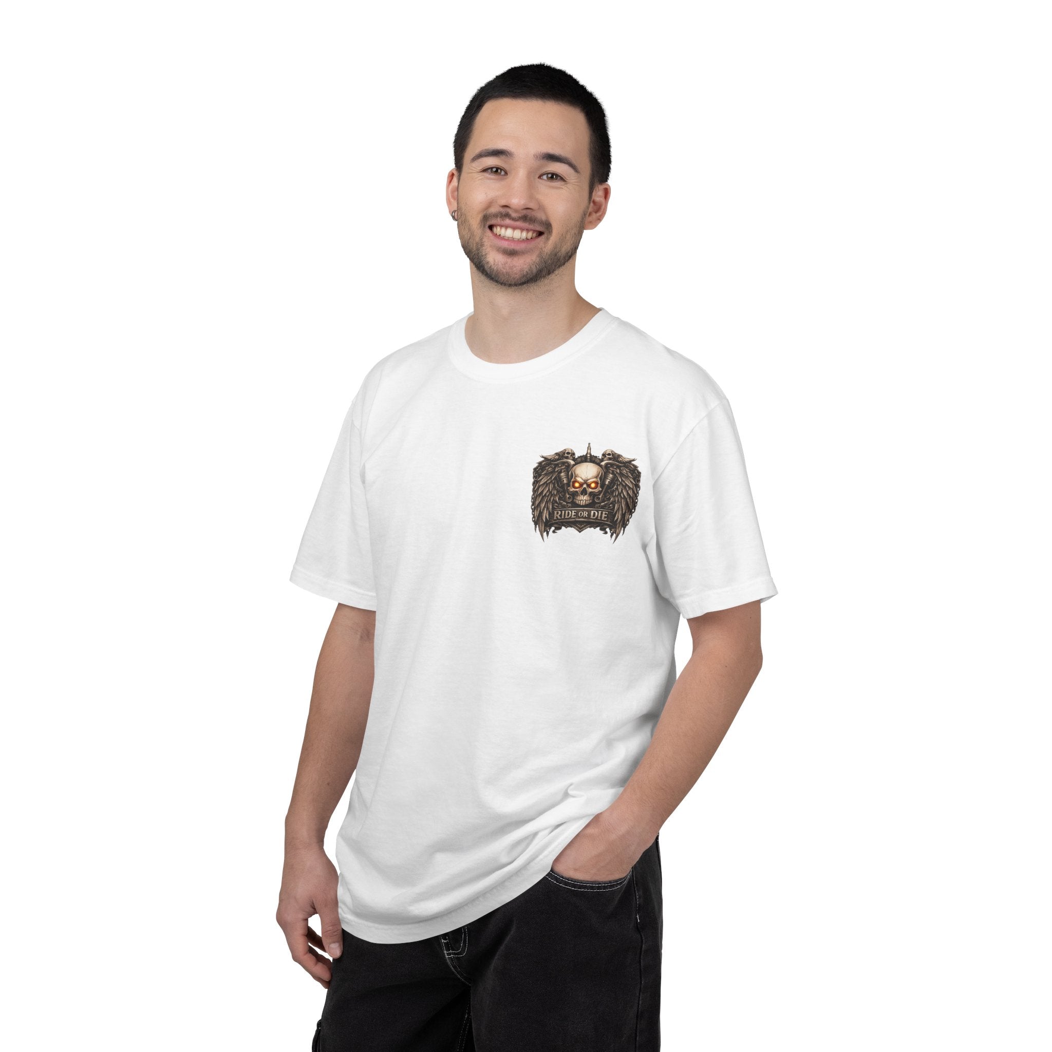 Ride or Die Skull T-Shirt — 250 Years of Freedom Front & Back Design
