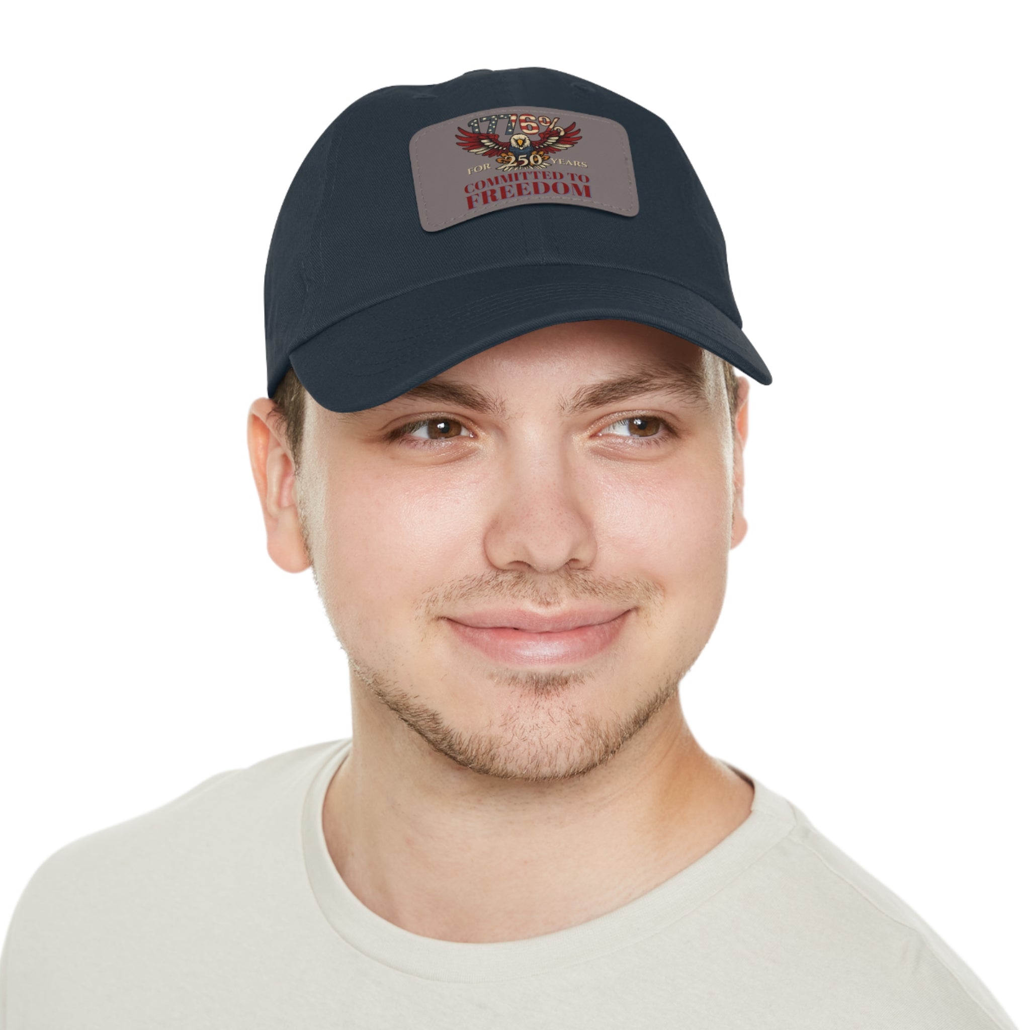 1776% Committed to Freedom Dad Hat with Leather Patch (Rectangle)