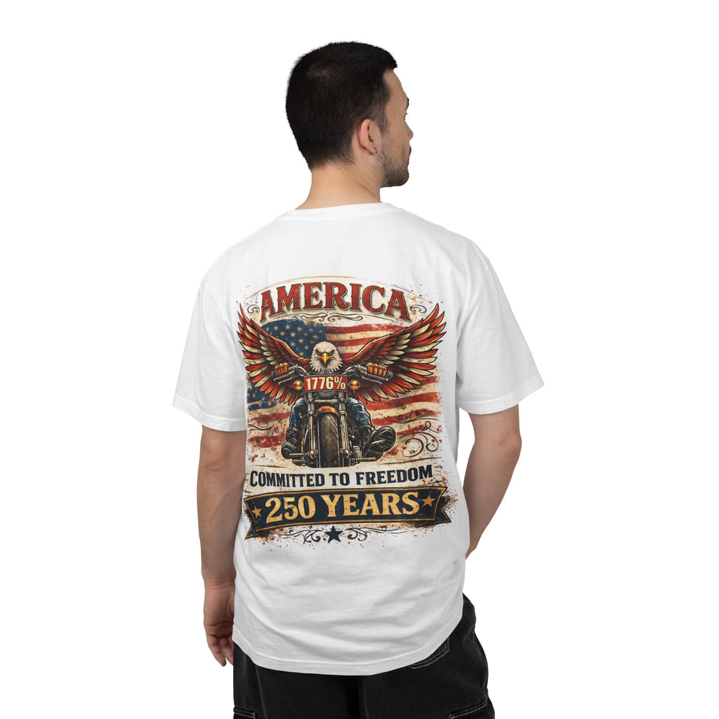 America Motorcycle Unisex Tee Front and Back Design