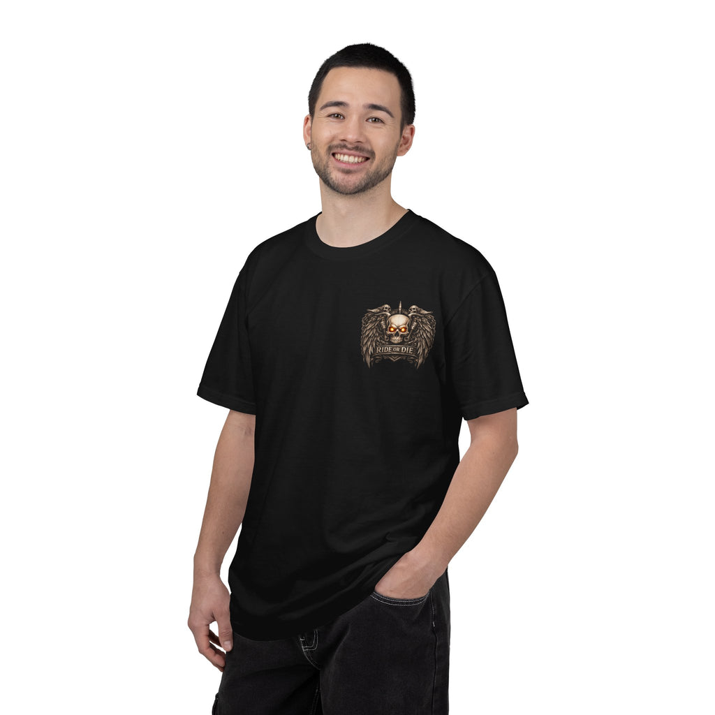Ride or Die Skull T-Shirt — 250 Years of Freedom Front & Back Design