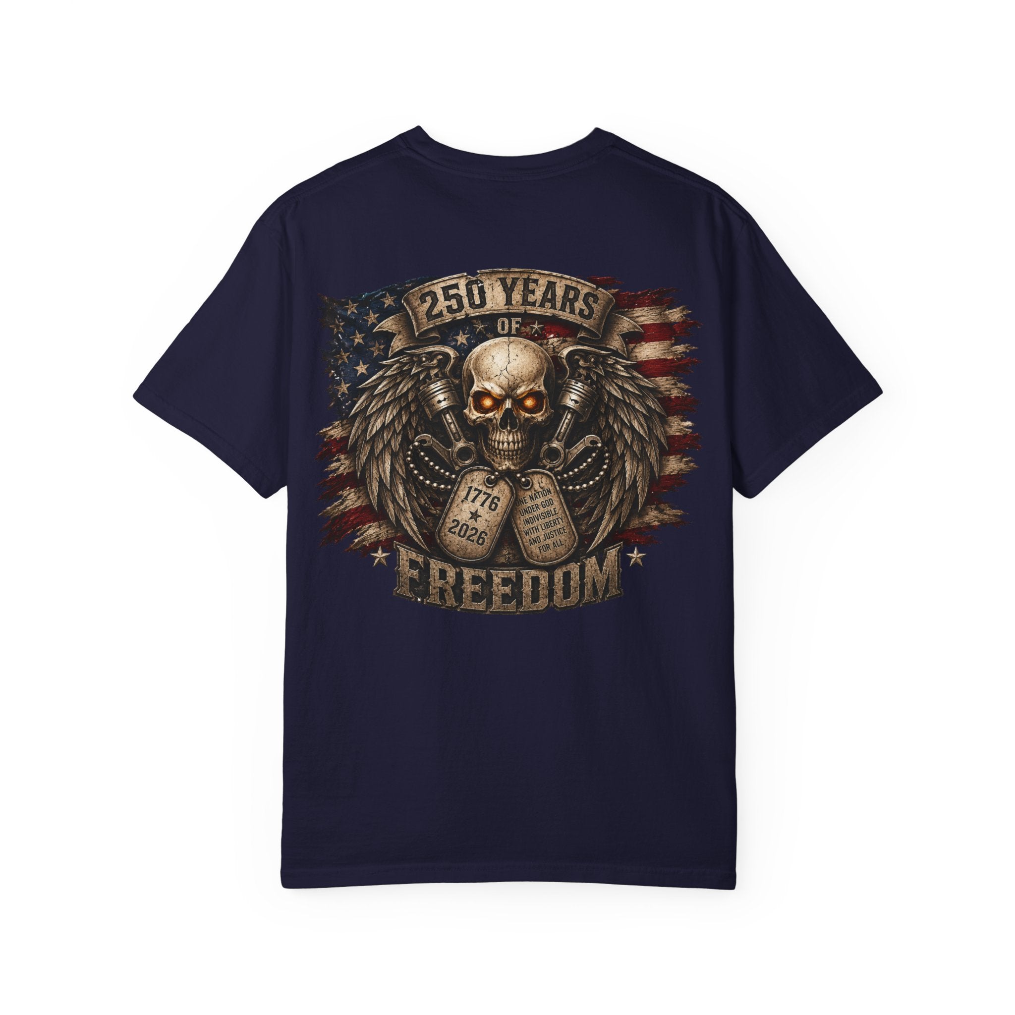 Dog Tags and Skull - 250 Years of Freedom Graphic Tee