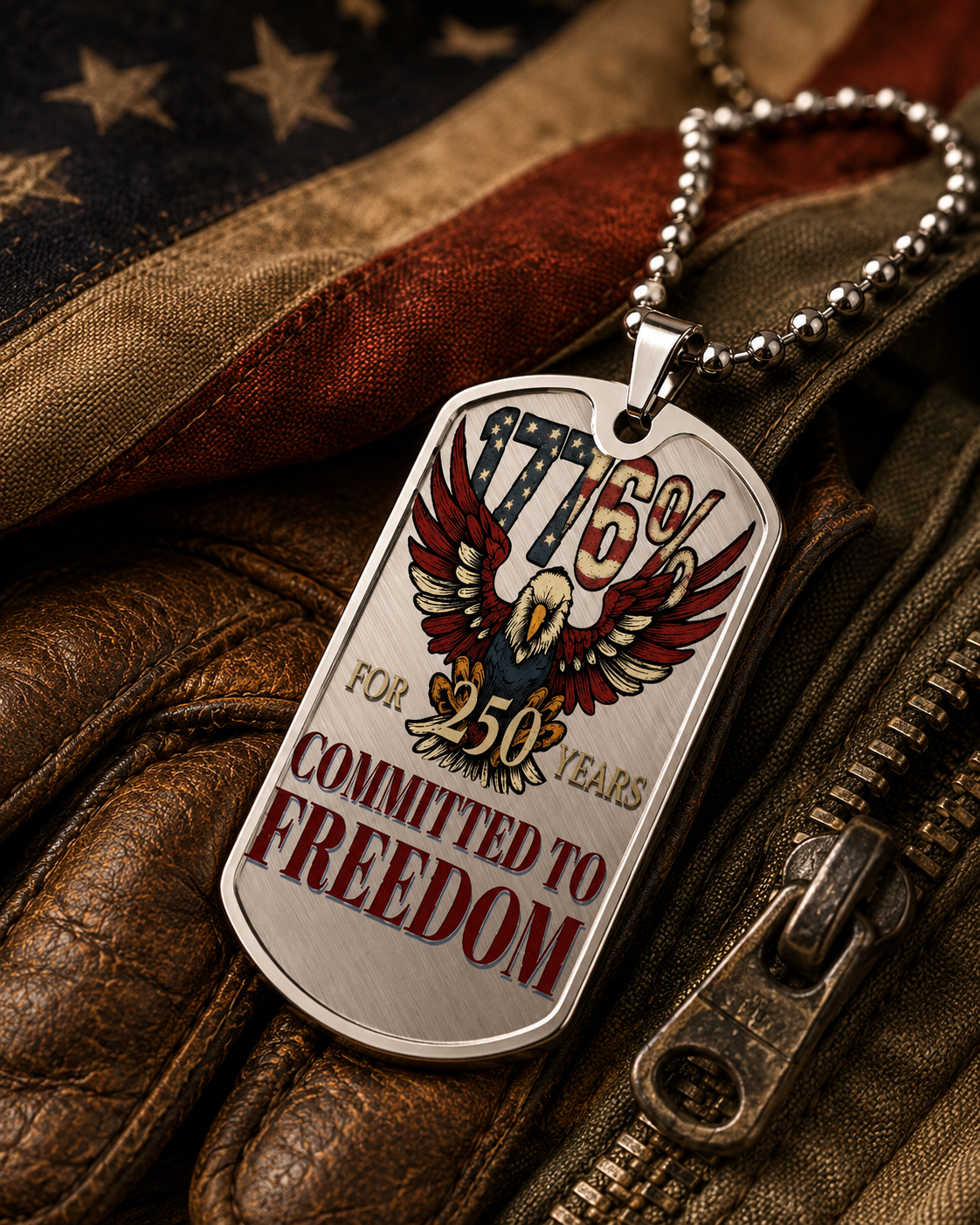 1776% Committed to Freedom Dog Tag Necklace