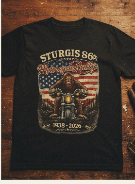 Sturgis 86th Motorcycle Rally T-Shirt — 1938-2026 American Flag Biker Tee