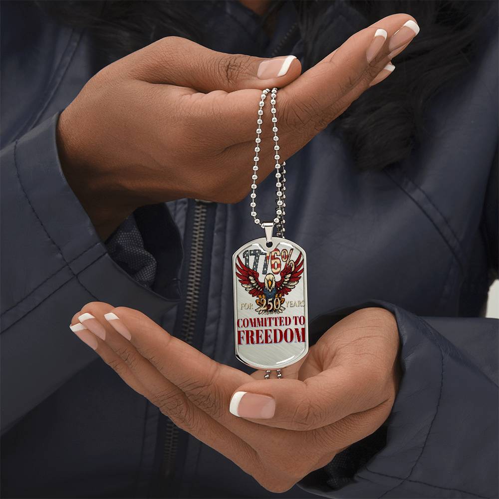 1776% Committed to Freedom Dog Tag Necklace