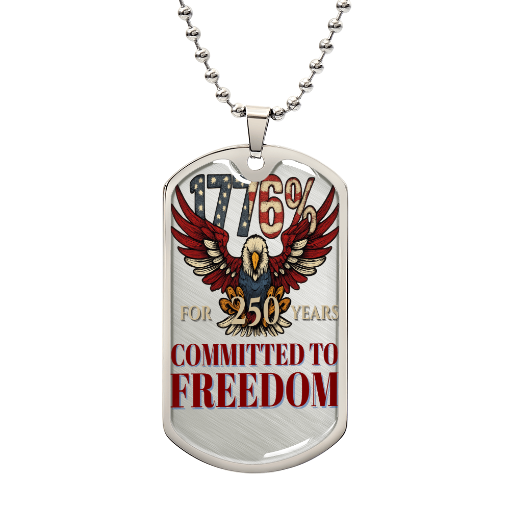 1776% Committed to Freedom Dog Tag Necklace